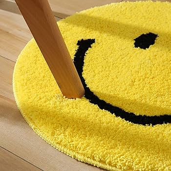 VRILU Smiley Face Rug Cute Yellow Bathroom Mat Cute Decor